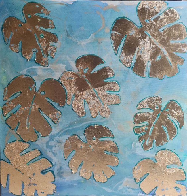 Natália Junasová – Monstera Dream, kombinovaná technika