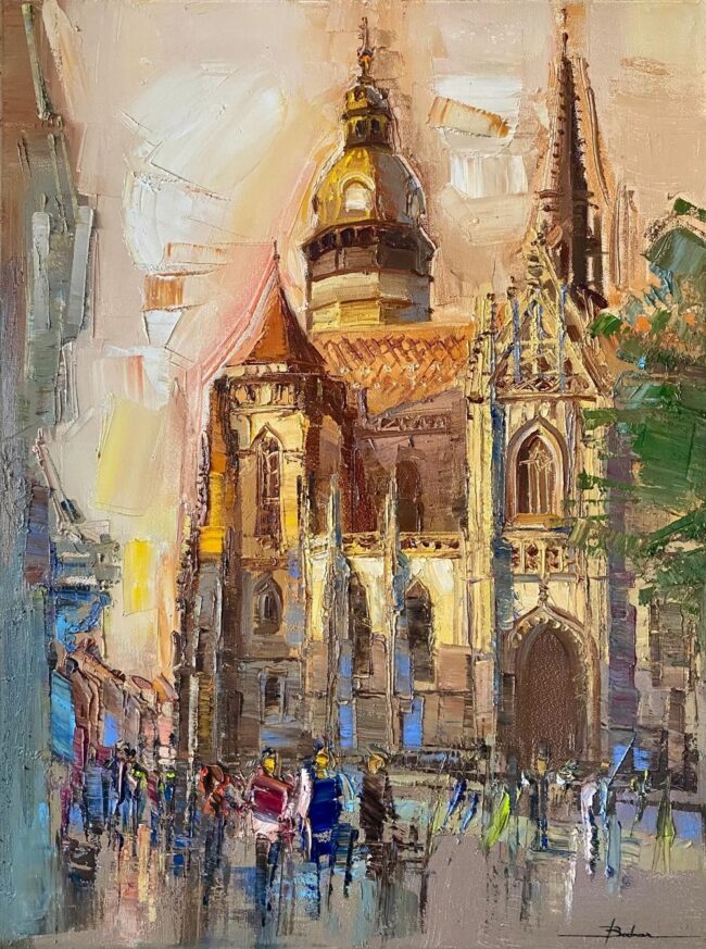 Mykola Bodnar – Košice III, olej na plátně