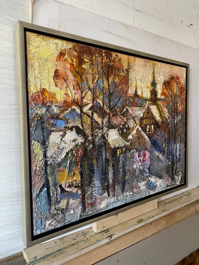 Mykola Bodnar – Vesnička, olej na plátně