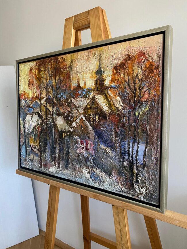 Mykola Bodnar – Vesnička, olej na plátně