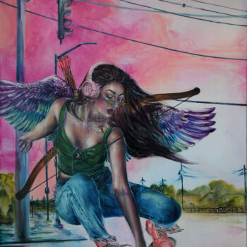Paulína Halasová – Amor – Cupid, kombinovaná technika