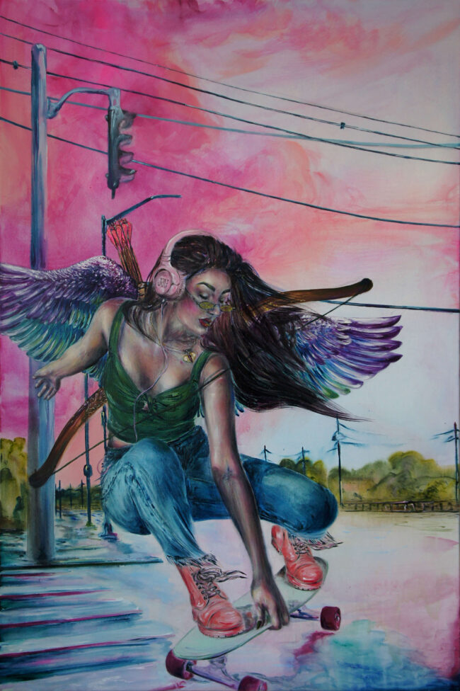 Paulína Halasová – Amor – Cupid, kombinovaná technika