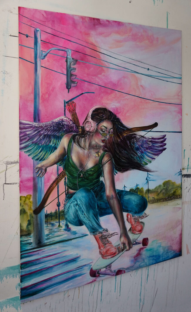 Paulína Halasová – Amor – Cupid, kombinovaná technika