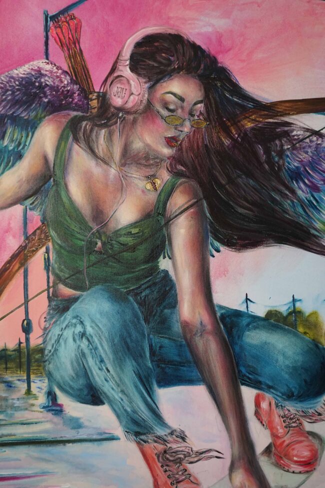 Paulína Halasová – Amor – Cupid, kombinovaná technika