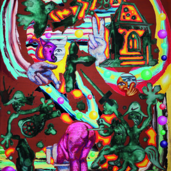 Roman Ďurček – Guernica Parafráza, kombinovaná technika