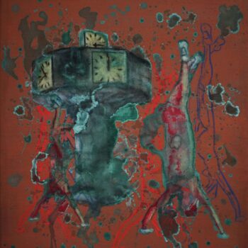 Roman Ďurček – Hodiny světového času (Nitra), kombinovaná technika