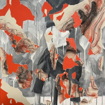 Roman Ďurček – Stojka (autoportrét), kombinovaná technika