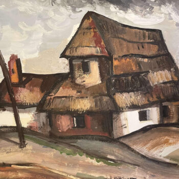 Ružena Velesová – Chalupy, tempera na sololitu