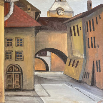 Ružena Velesová – Ulička, tempera na sololitu